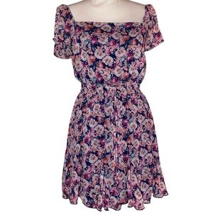 TRIXXI CLOTHING COMPANY Cottage Mini Dress Floral Black Pink Size Medium